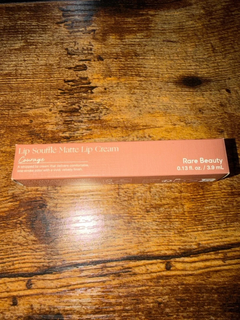 NIB Rare Beauty Lip Soufflé Matte Lip Cream - Courage (Peachy Coral Pink)